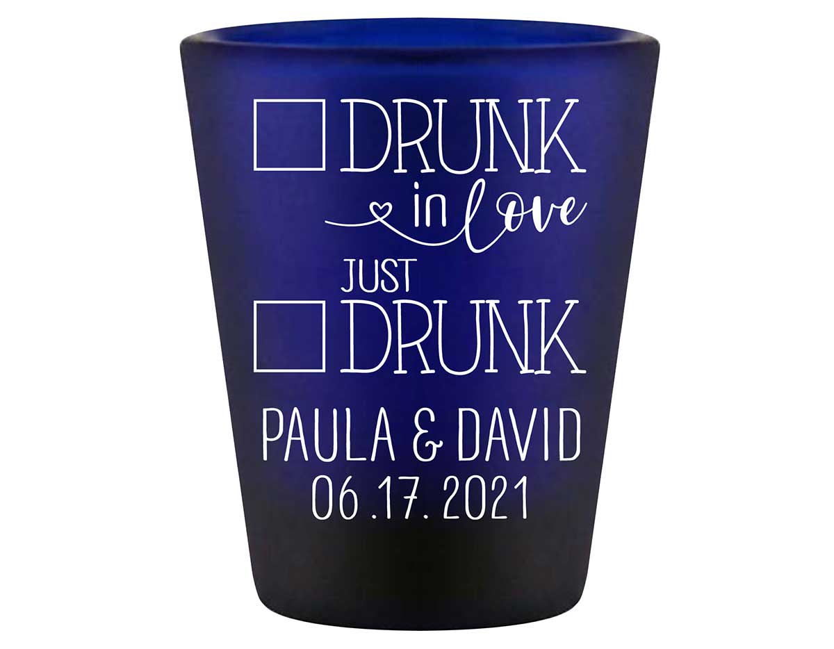 Drunk In Love 3A Just Drunk Standard 1.5oz Blue Shot Glasses Funny Wedding Gifts for Guests