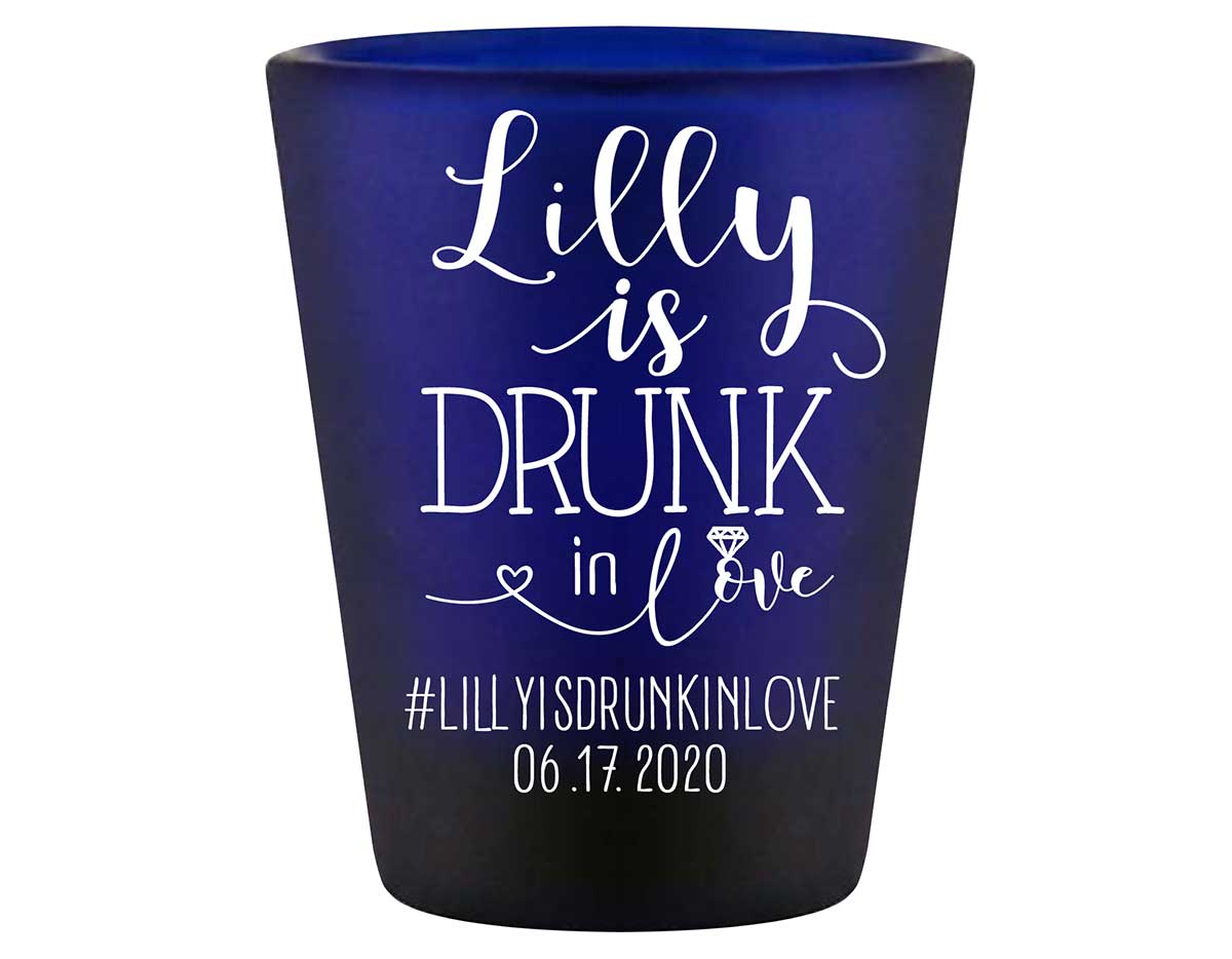 Drunk In Love Bachelorette 1A Standard 1.5oz Blue Shot Glasses Funny Bachelorette Party Gifts for Guests