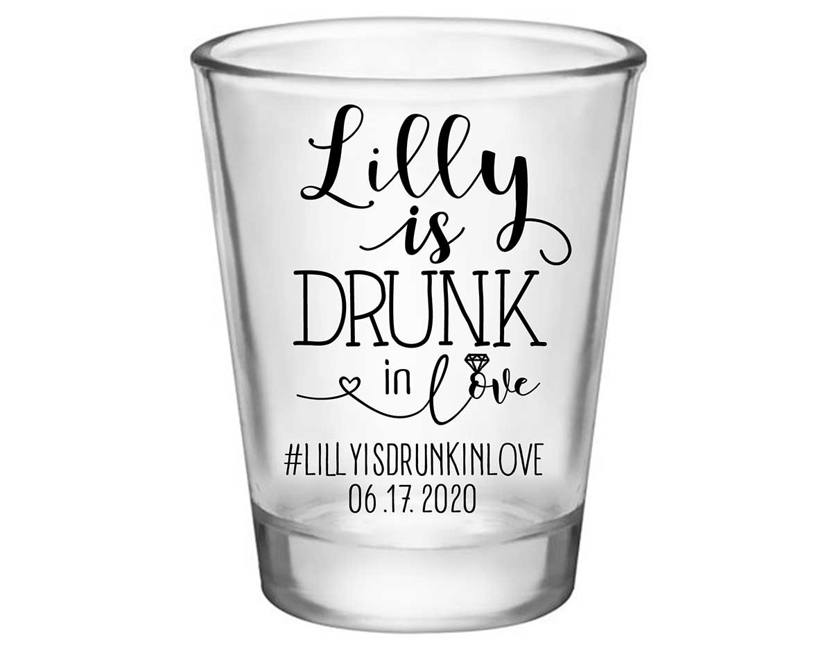 Drunk In Love Bachelorette 1A Standard 1.75oz Clear Shot Glasses Funny Bachelorette Party Gifts for Guests