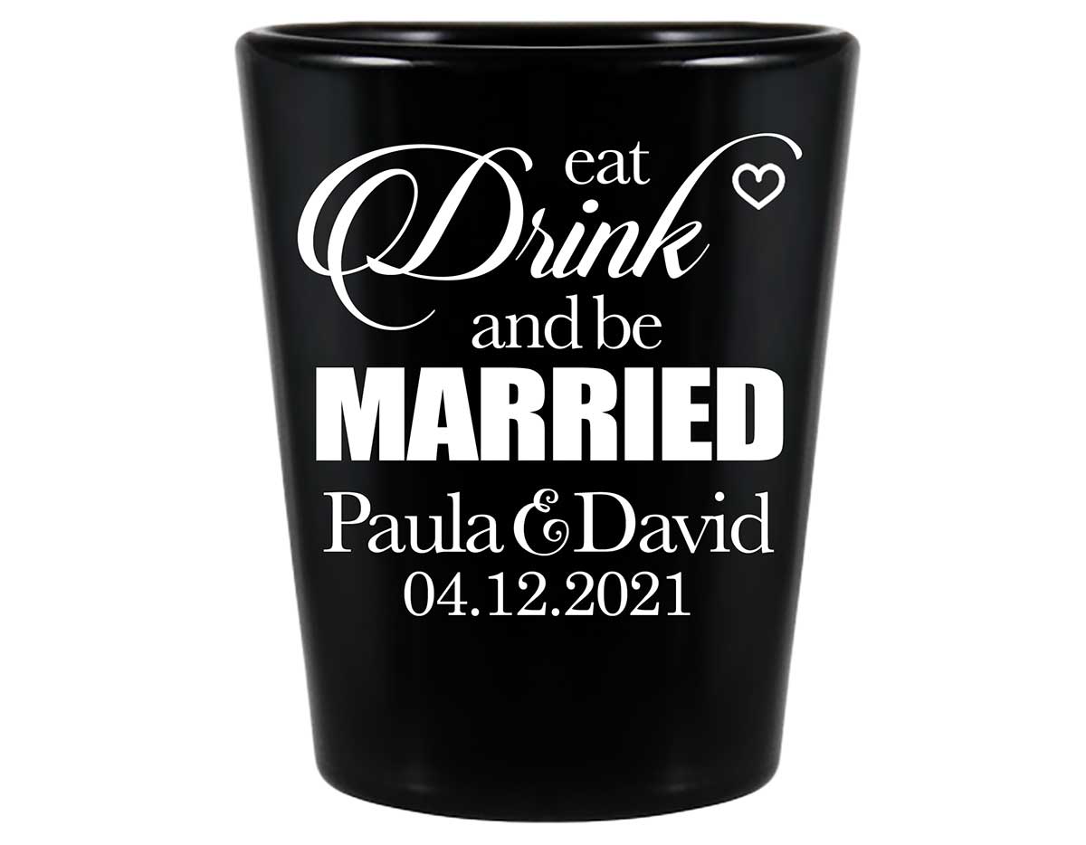 Eat Drink And Be Married 1B Standard 1.5oz Black Shot Glasses Romantic Wedding Gifts for Guests