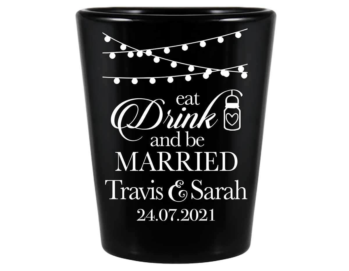Eat Drink And Be Married 1C Standard 1.5oz Black Shot Glasses Romantic Wedding Gifts for Guests