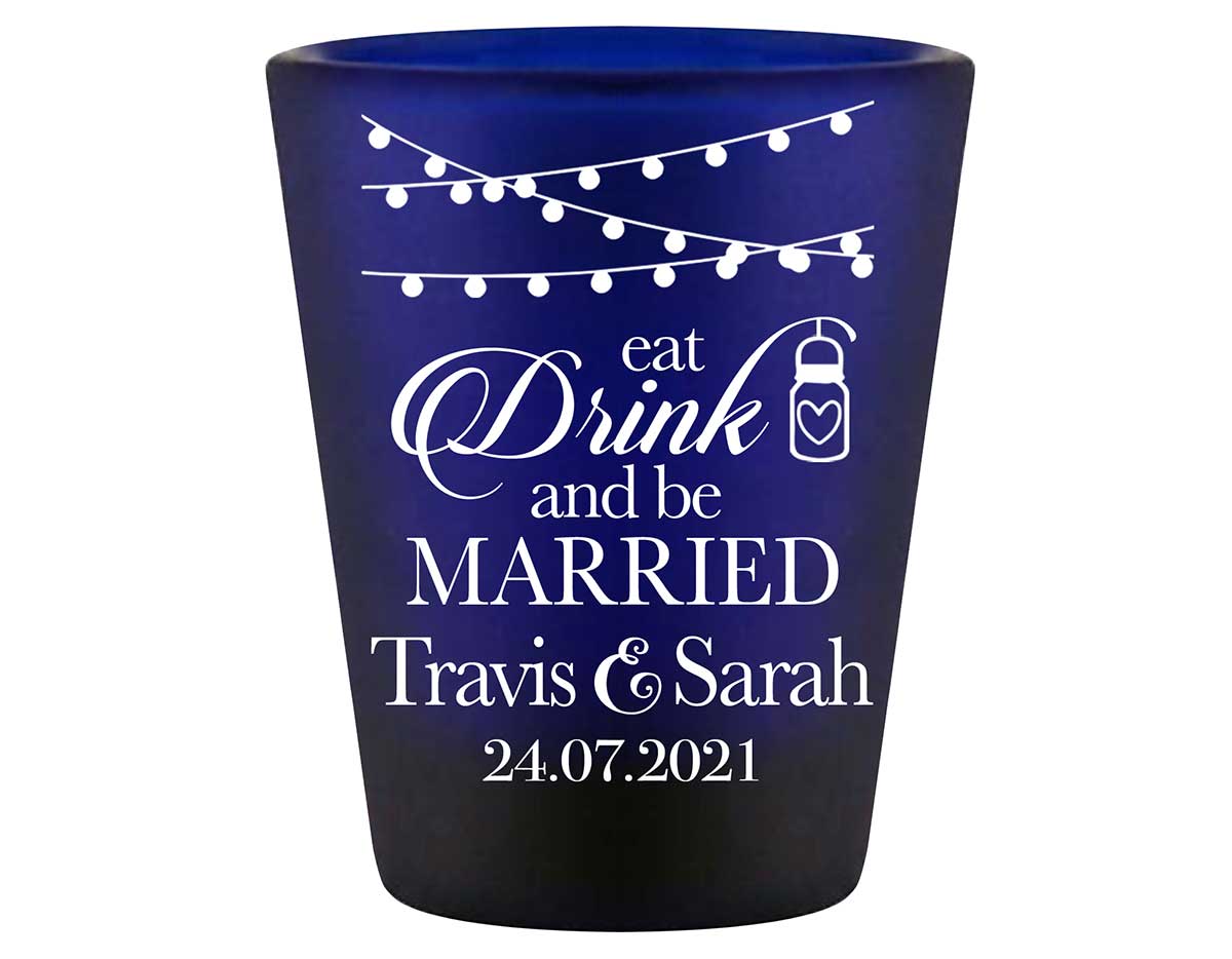 Eat Drink And Be Married 1C Standard 1.5oz Blue Shot Glasses Romantic Wedding Gifts for Guests