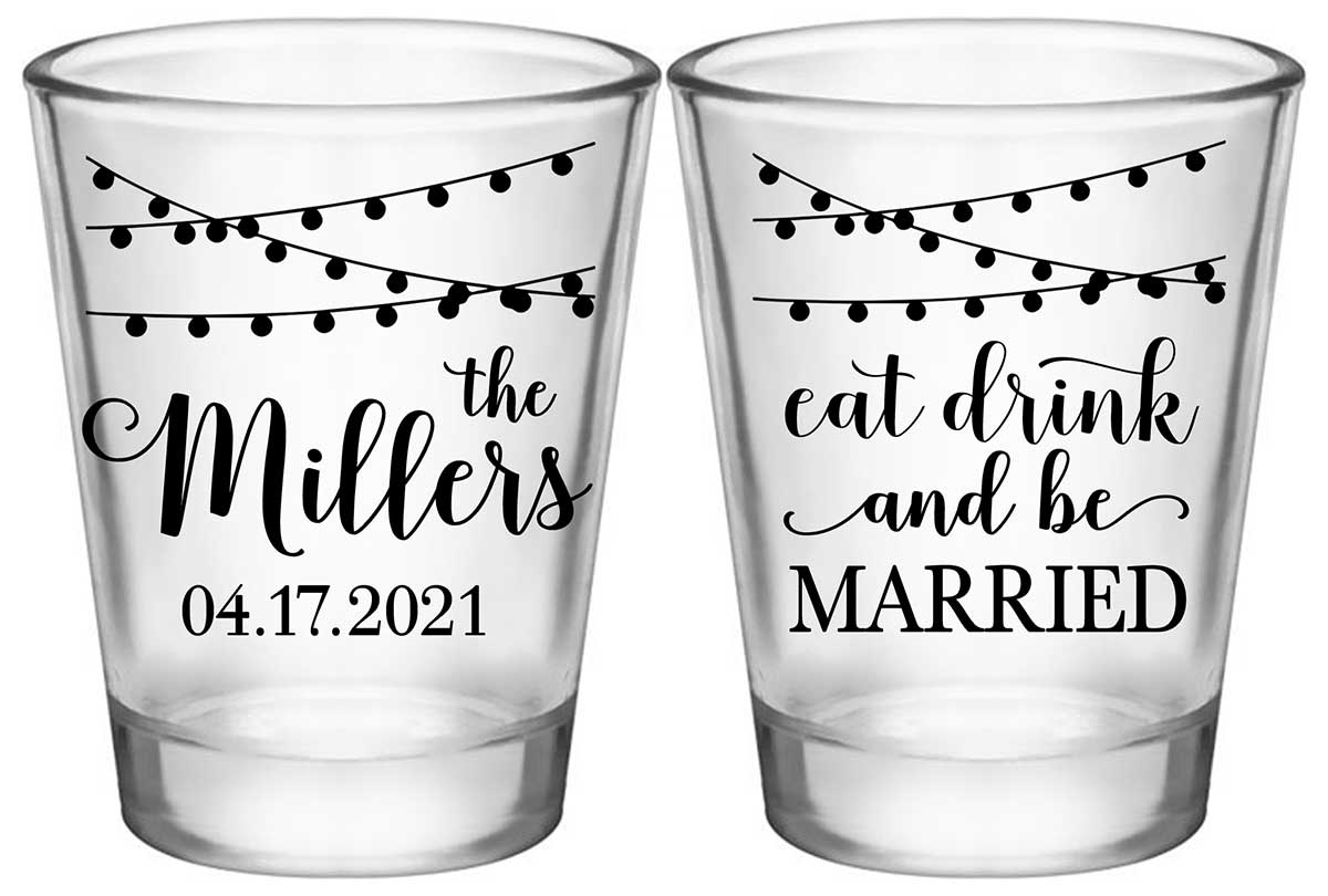 Eat Drink And Be Married 8A2 Standard 1.75oz Clear Shot Glasses Rustic Wedding Gifts for Guests