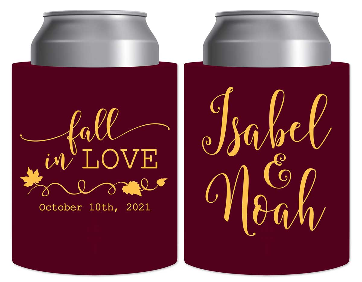 Fall In Love 1A Thick Foam Can Koozies Autumn Wedding Gifts for Guests