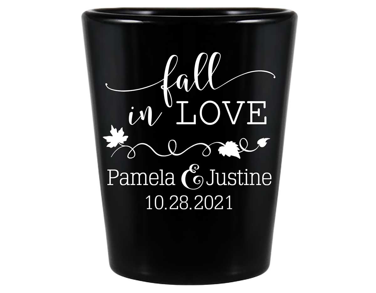 Fall In Love 1A Standard 1.5oz Black Shot Glasses Autumn Wedding Gifts for Guests