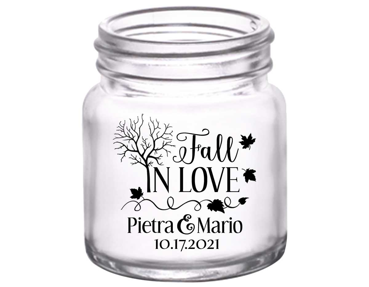 Fall In Love 2A 2oz Mini Mason Shot Glasses Autumn Wedding Gifts for Guests
