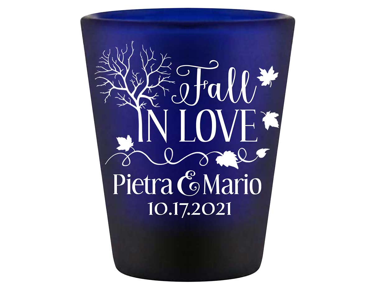 Fall In Love 2A Standard 1.5oz Blue Shot Glasses Autumn Wedding Gifts for Guests
