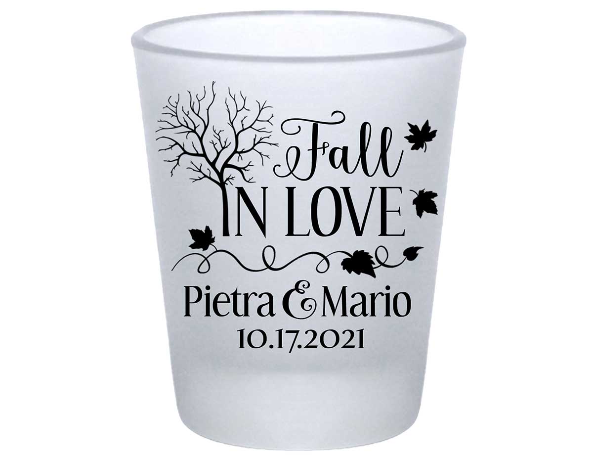 Fall In Love 2A Standard 1.75oz Frosted Shot Glasses Autumn Wedding Gifts for Guests
