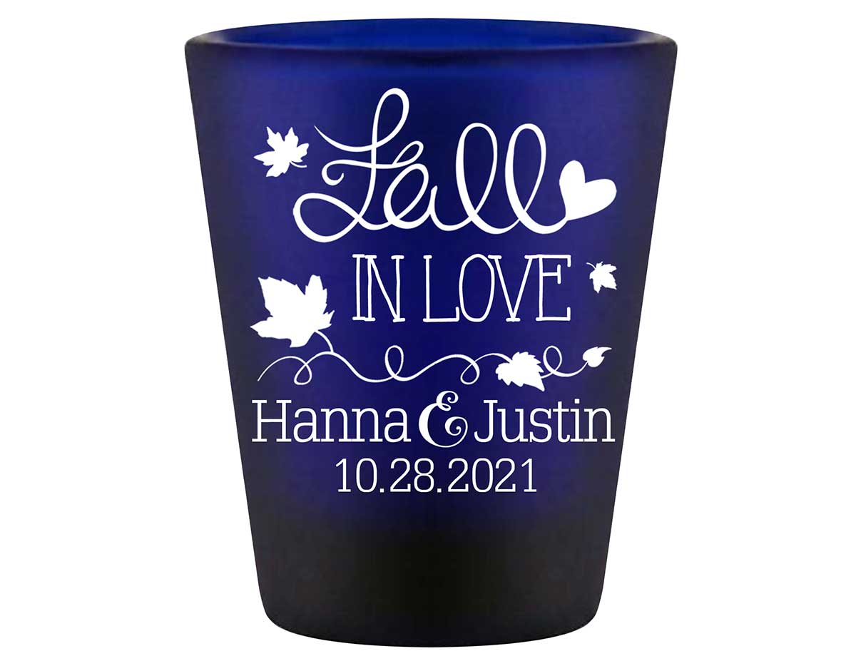 Fall In Love 3A Standard 1.5oz Blue Shot Glasses Autumn Wedding Gifts for Guests