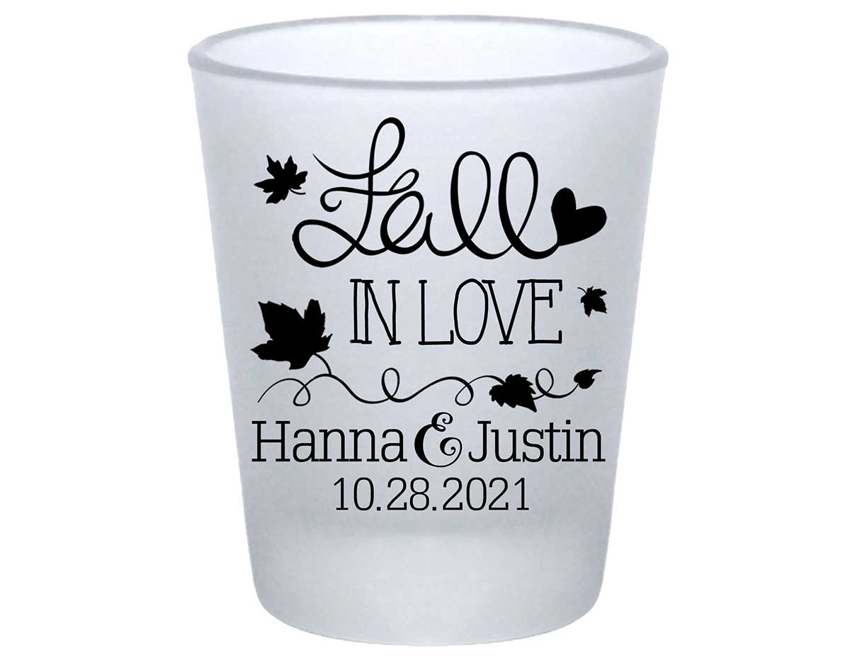 Fall In Love 3A Standard 1.75oz Frosted Shot Glasses Autumn Wedding Gifts for Guests