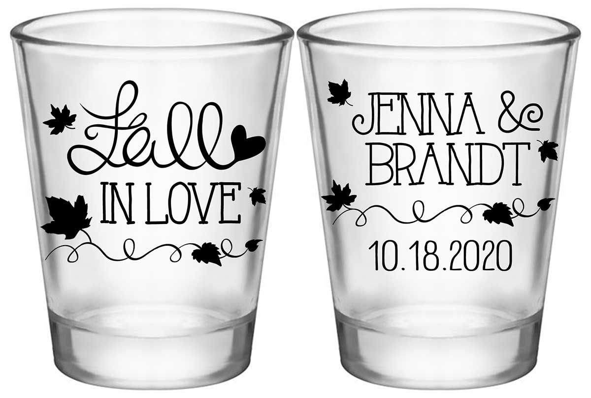 Fall In Love 3A2 Standard 1.75oz Clear Shot Glasses Autumn Wedding Gifts for Guests