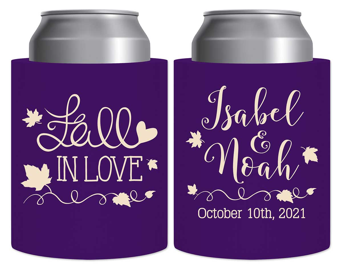 Fall In Love 3B Thick Foam Can Koozies Autumn Wedding Gifts for Guests