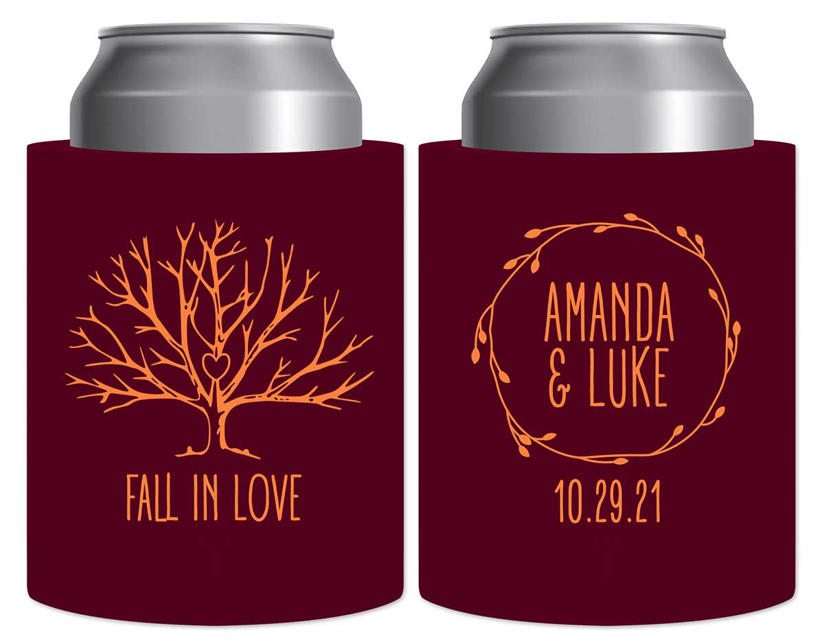 Fall In Love 4A Thick Foam Can Koozies Autumn Wedding Gifts for Guests