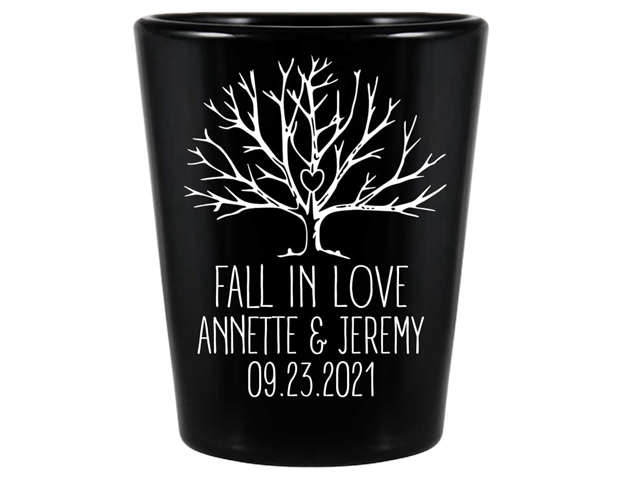 Fall In Love 4A Standard 1.5oz Black Shot Glasses Autumn Wedding Gifts for Guests