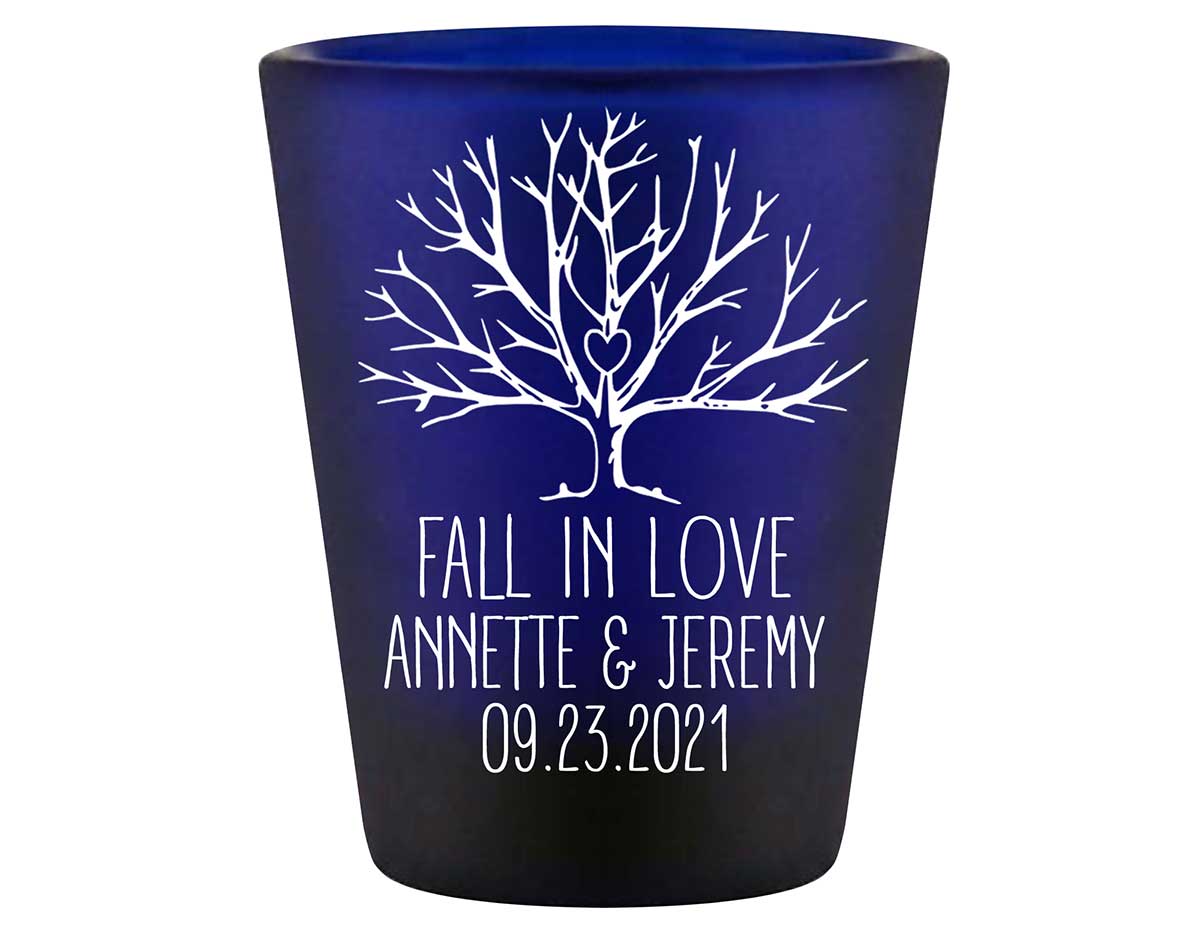 Fall In Love 4A Standard 1.5oz Blue Shot Glasses Autumn Wedding Gifts for Guests
