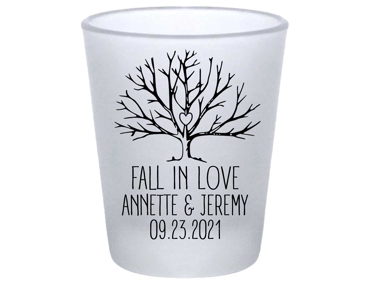 Fall In Love 4A Standard 1.75oz Frosted Shot Glasses Autumn Wedding Gifts for Guests