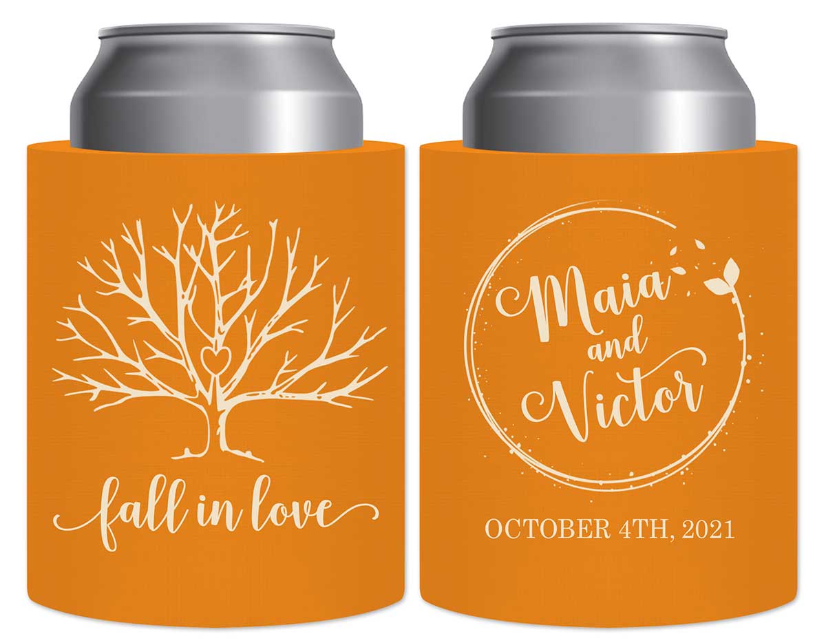 Fall In Love 4B Thick Foam Can Koozies Autumn Wedding Gifts for Guests