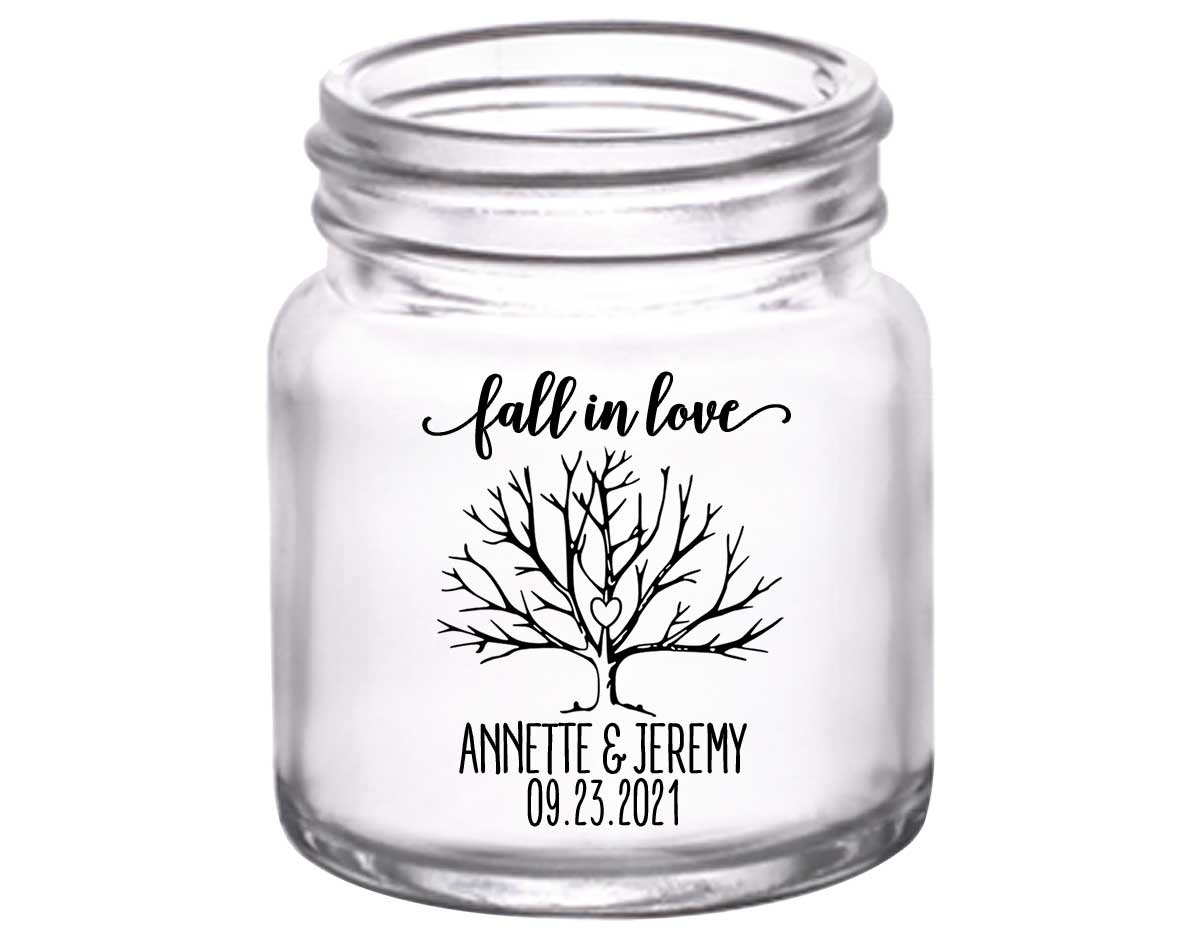 Fall In Love 4B 2oz Mini Mason Shot Glasses Autumn Wedding Gifts for Guests