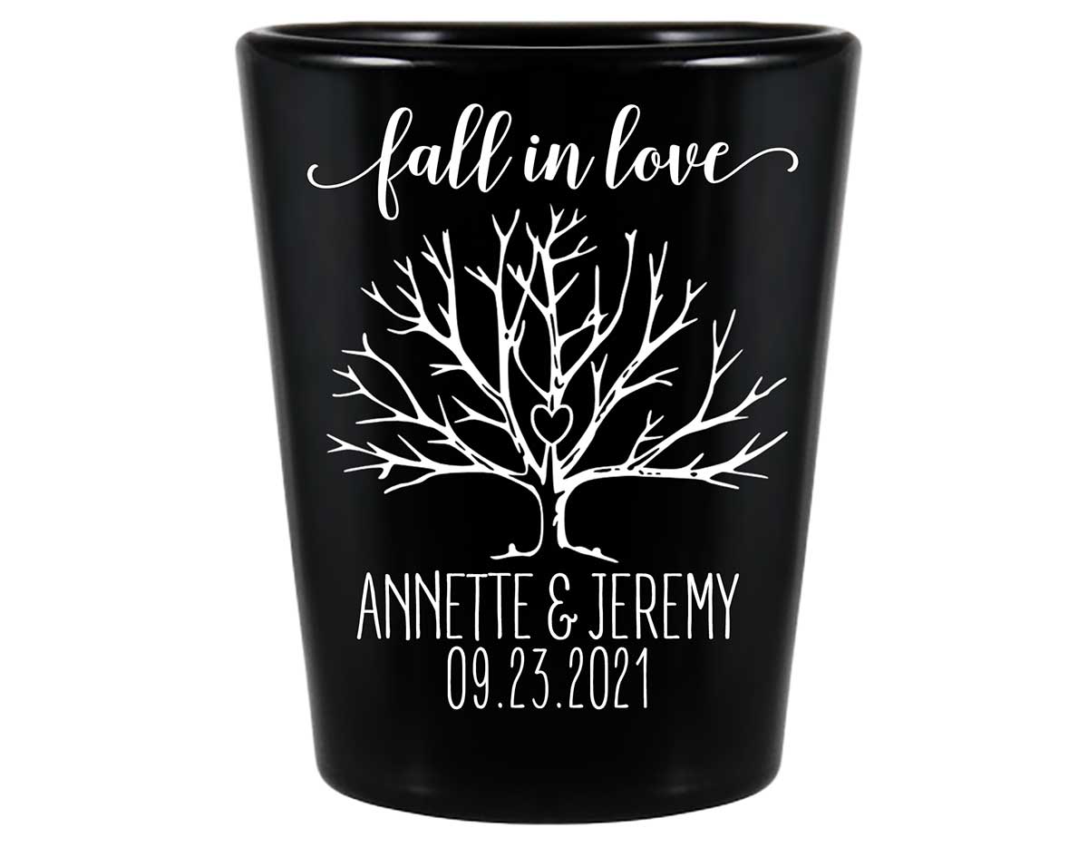 Fall In Love 4B Standard 1.5oz Black Shot Glasses Autumn Wedding Gifts for Guests