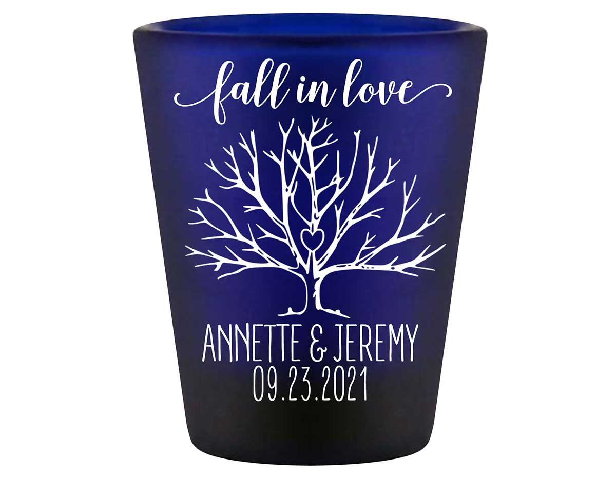 Fall In Love 4B Standard 1.5oz Blue Shot Glasses Autumn Wedding Gifts for Guests