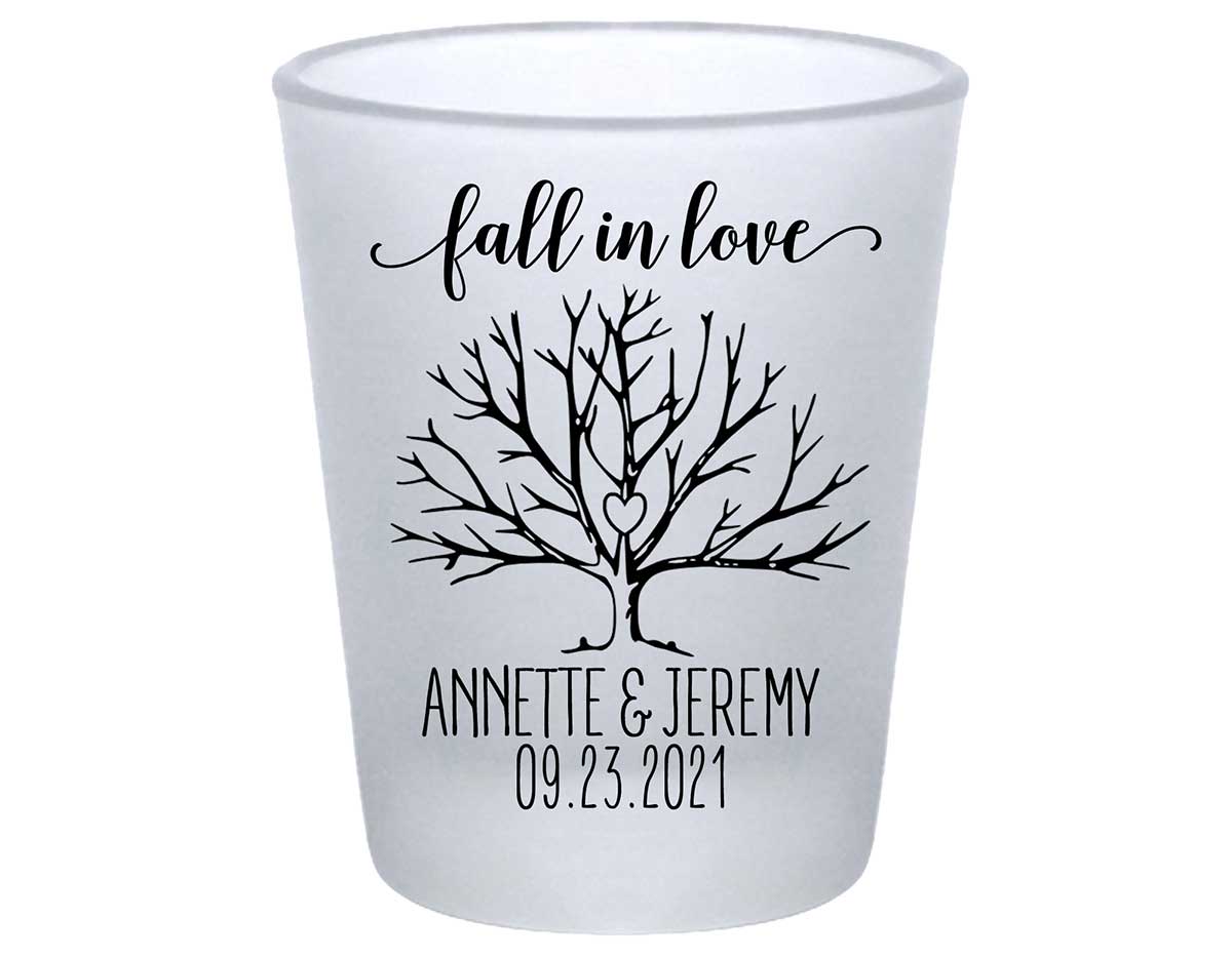 Fall In Love 4B Standard 1.75oz Frosted Shot Glasses Autumn Wedding Gifts for Guests