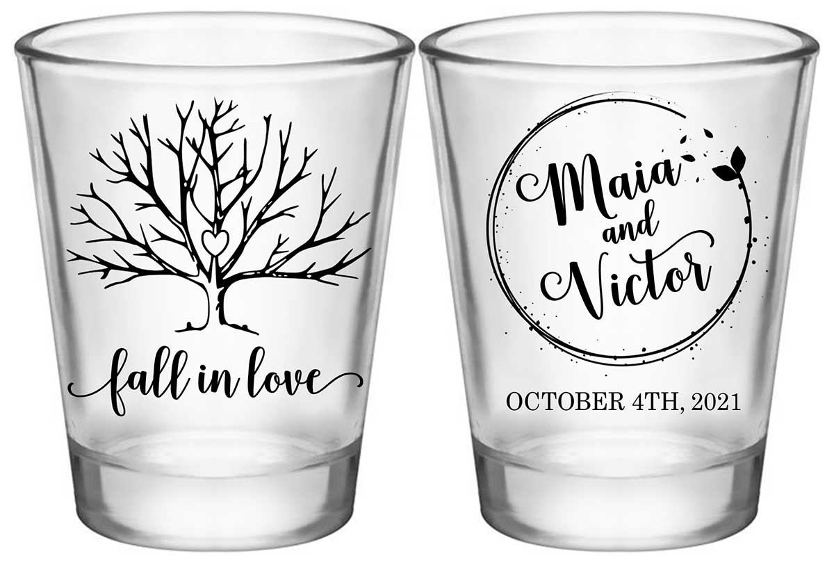 Fall In Love 4B2 Standard 1.75oz Clear Shot Glasses Autumn Wedding Gifts for Guests
