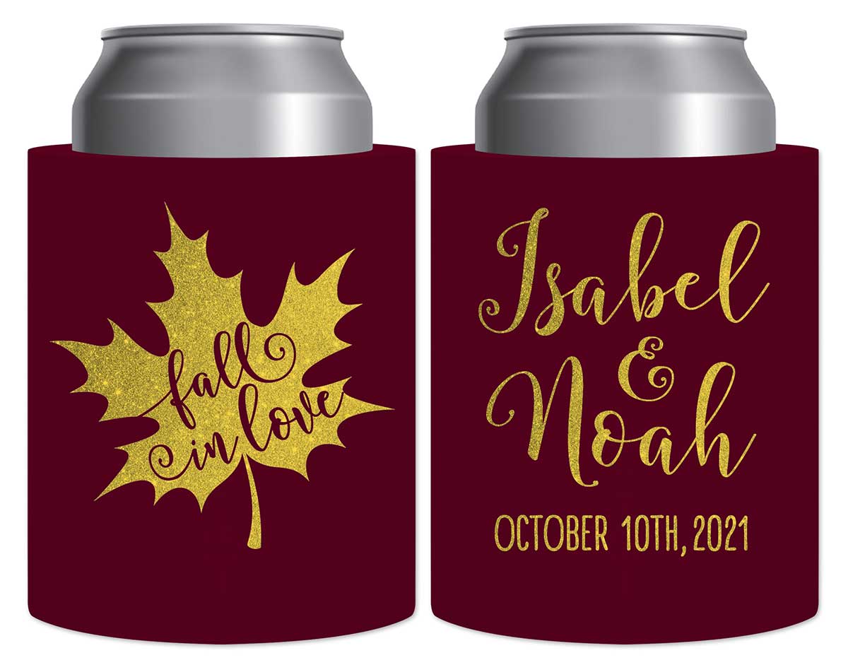 Fall In Love 5A Thick Foam Can Koozies Autumn Wedding Gifts for Guests