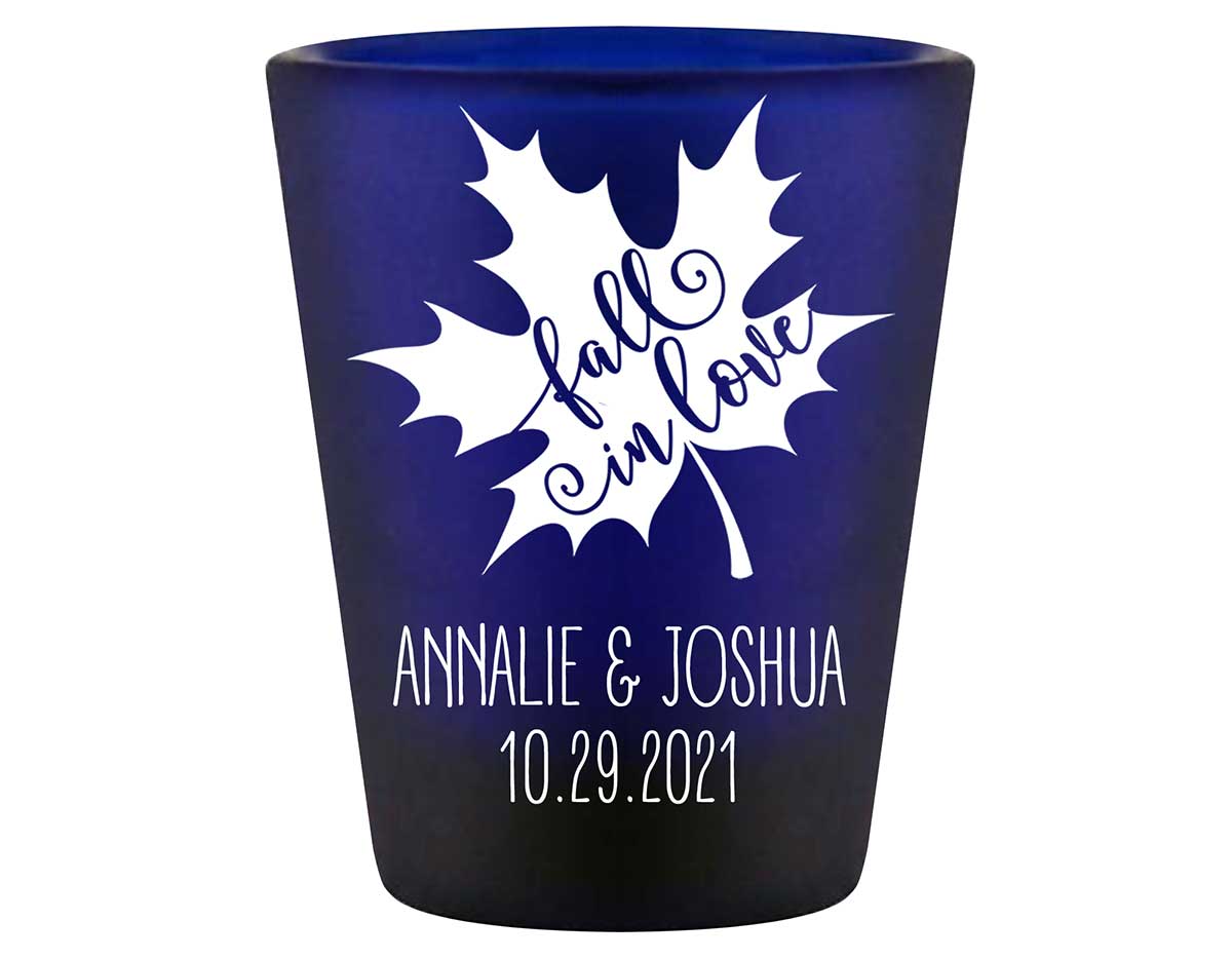 Fall In Love 5A Standard 1.5oz Blue Shot Glasses Autumn Wedding Gifts for Guests