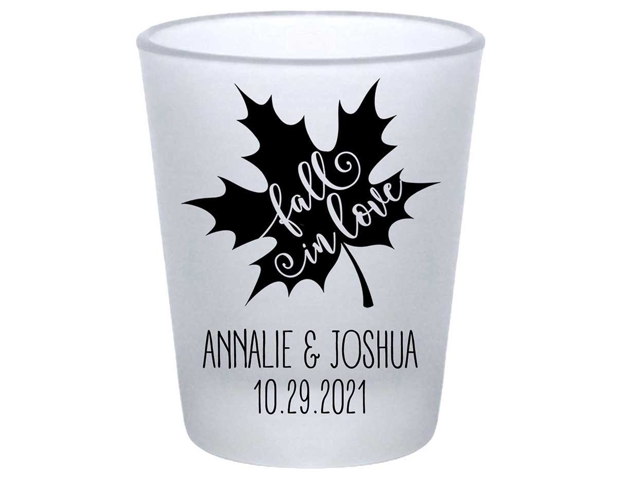 Fall In Love 5A Standard 1.75oz Frosted Shot Glasses Autumn Wedding Gifts for Guests
