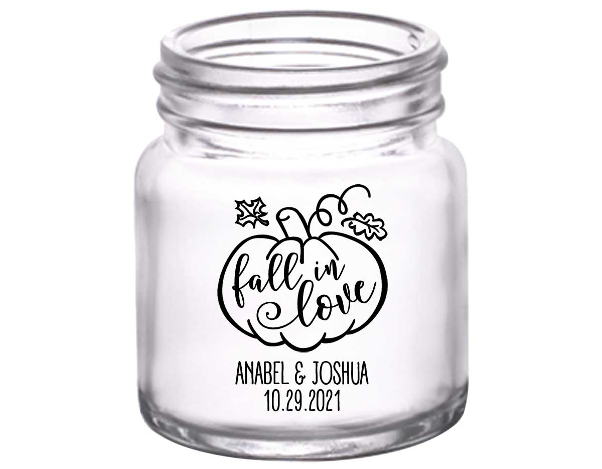 Fall In Love 6A 2oz Mini Mason Shot Glasses Autumn Wedding Gifts for Guests