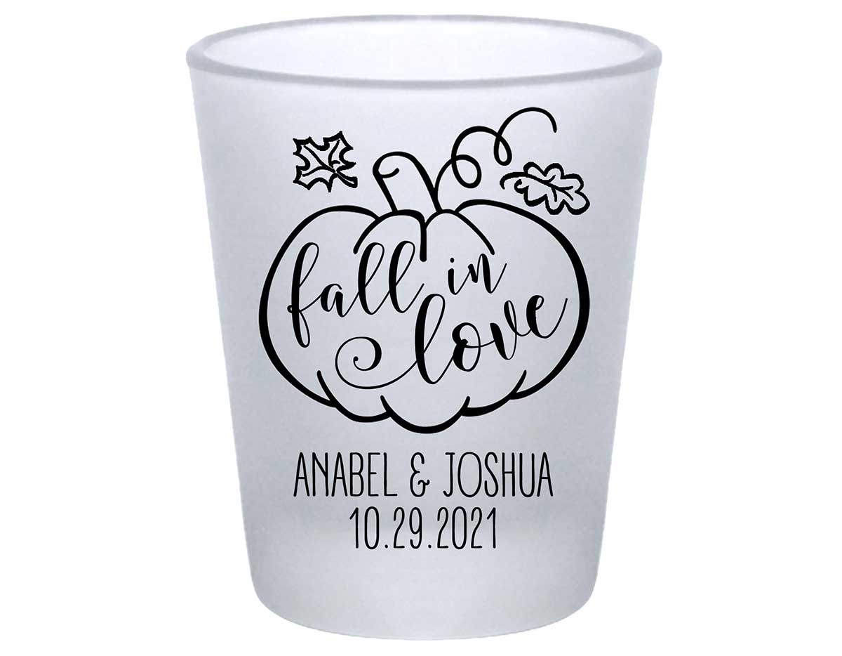 Fall In Love 6A Standard 1.75oz Frosted Shot Glasses Autumn Wedding Gifts for Guests