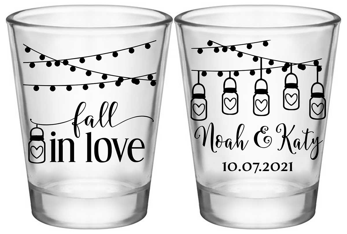 Fall In Love 7A2 Standard 1.75oz Clear Shot Glasses Autumn Wedding Gifts for Guests