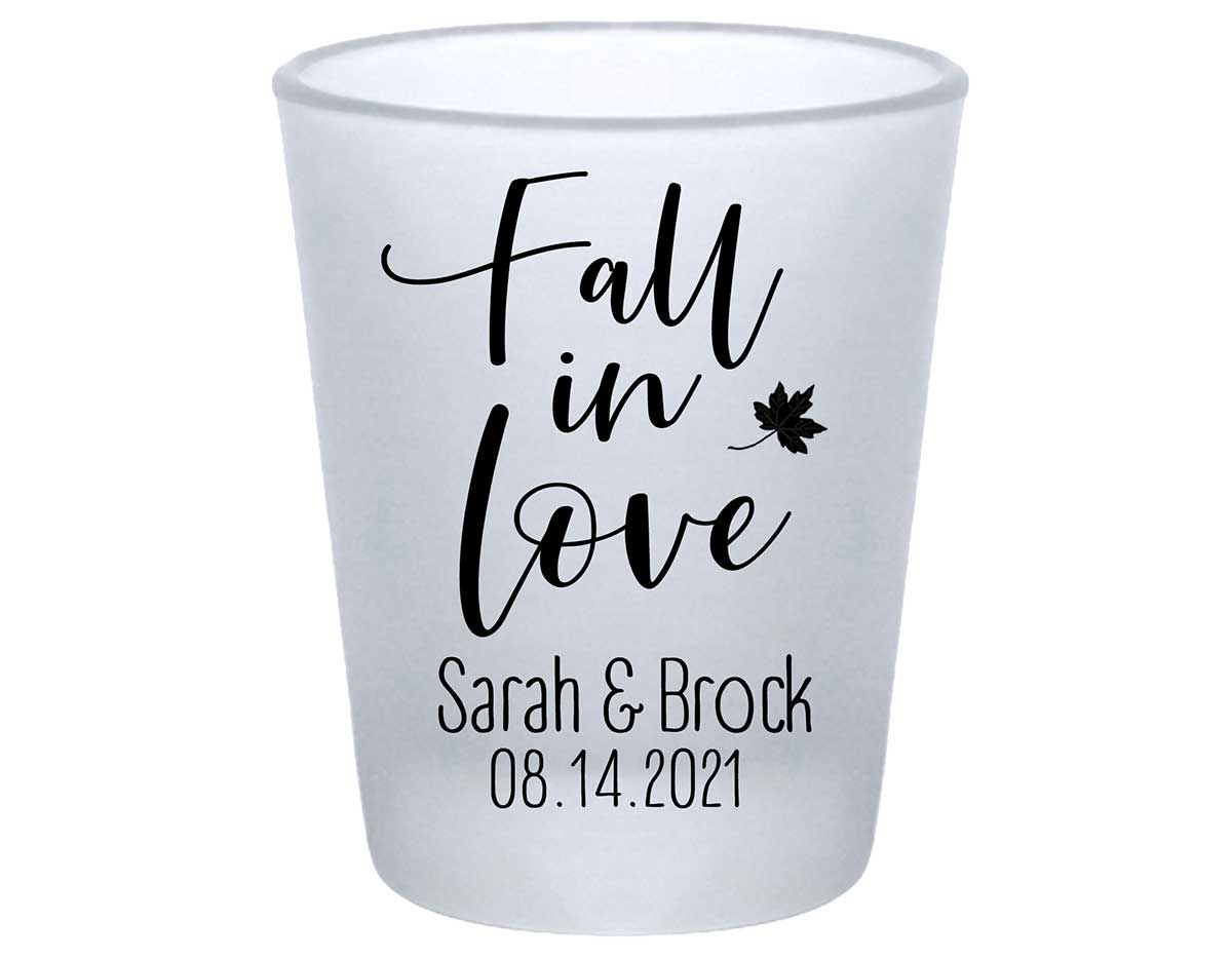 Fall In Love 8A Standard 1.75oz Frosted Shot Glasses Autumn Wedding Gifts for Guests