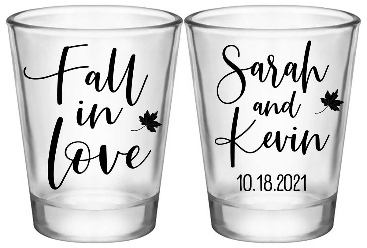 Fall In Love 8A2 Standard 1.75oz Clear Shot Glasses Autumn Wedding Gifts for Guests
