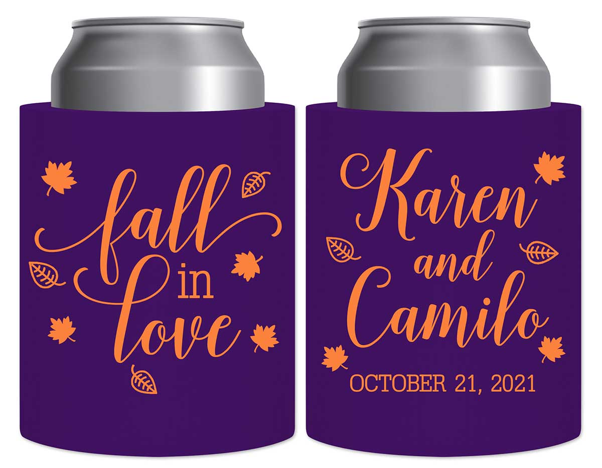 Fall In Love 9A Thick Foam Can Koozies Autumn Wedding Gifts for Guests