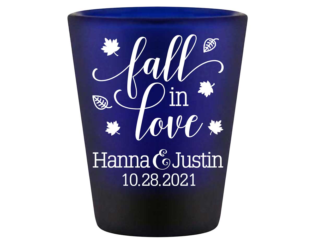 Fall In Love 9A Standard 1.5oz Blue Shot Glasses Autumn Wedding Gifts for Guests