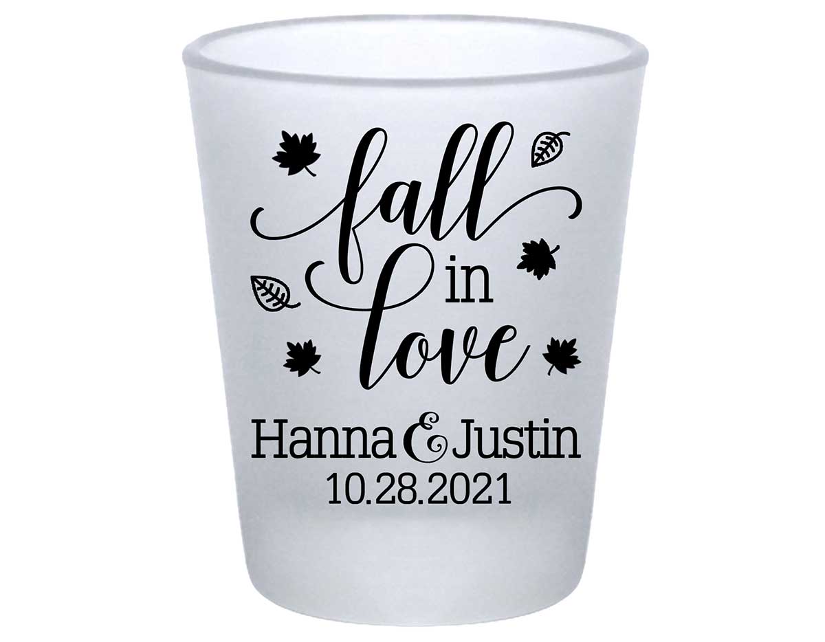 Fall In Love 9A Standard 1.75oz Frosted Shot Glasses Autumn Wedding Gifts for Guests