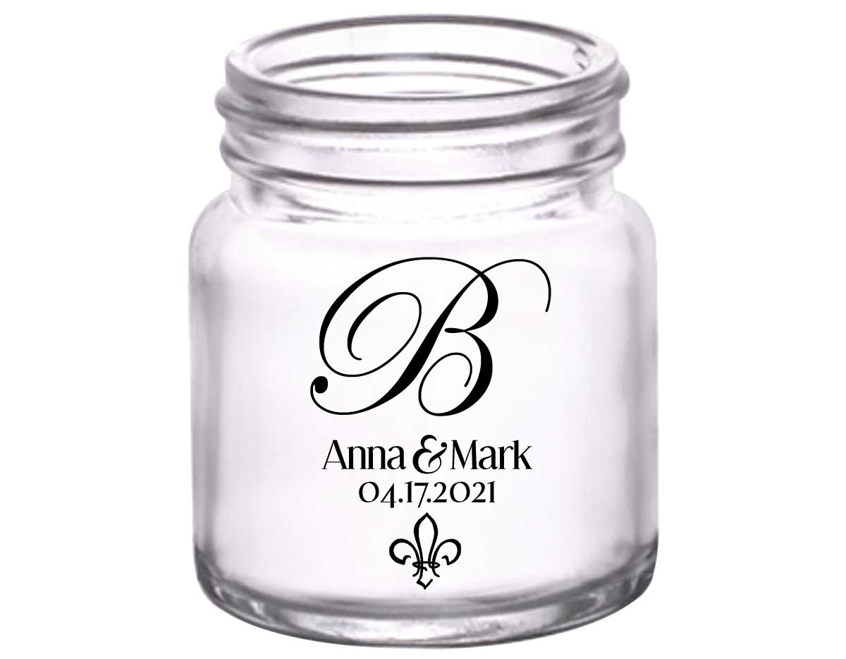 Fleur de Lis 1A 2oz Mini Mason Shot Glasses NOLA Wedding Gifts for Guests