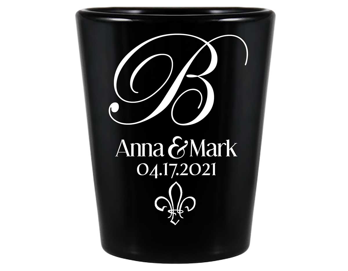 Fleur de Lis 1A Standard 1.5oz Black Shot Glasses NOLA Wedding Gifts for Guests