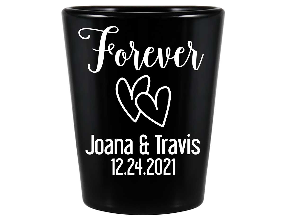Forever 1A Intertwined Hearts Standard 1.5oz Black Shot Glasses Romantic Wedding Gifts for Guests