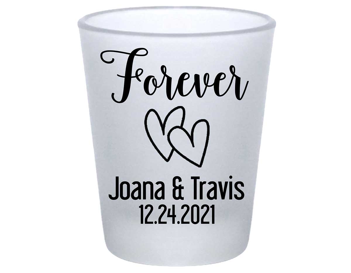 Forever 1A Intertwined Hearts Standard 1.75oz Frosted Shot Glasses Romantic Wedding Gifts for Guests