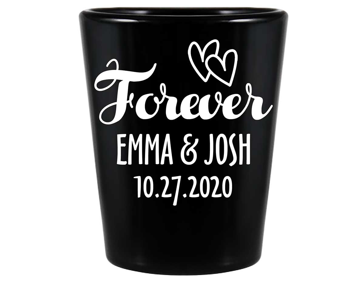 Forever 2A Intertwined Hearts Standard 1.5oz Black Shot Glasses Romantic Wedding Gifts for Guests