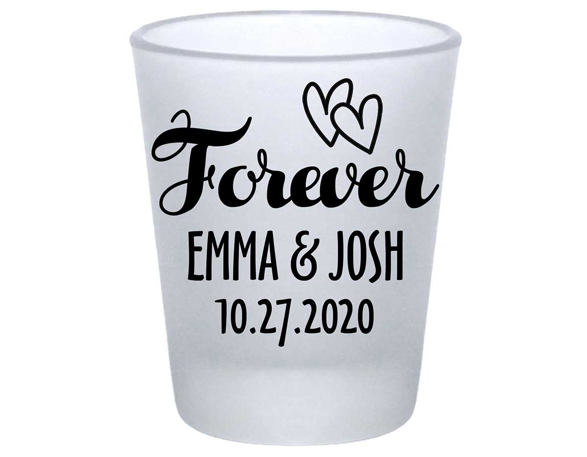 Forever 2A Intertwined Hearts Standard 1.75oz Frosted Shot Glasses Romantic Wedding Gifts for Guests