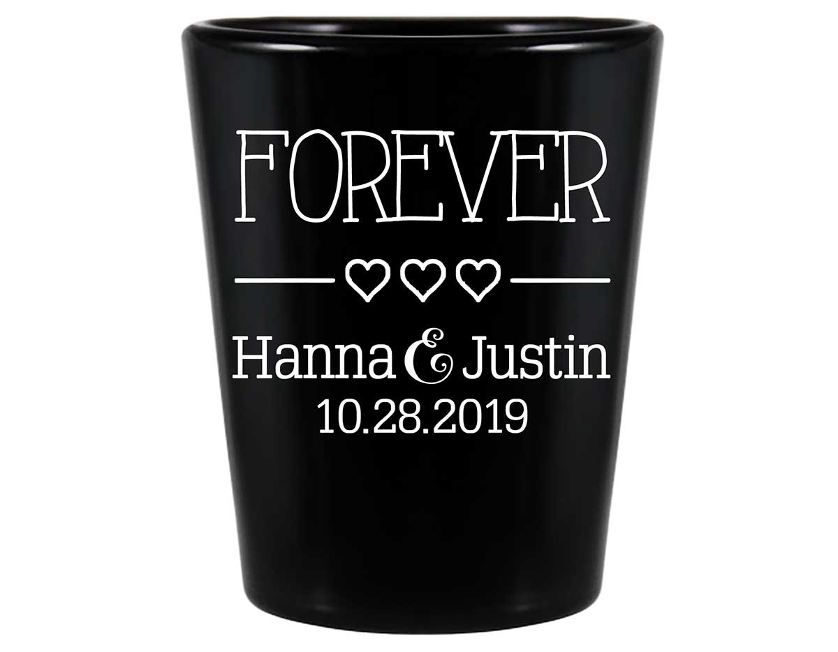 Forever 3A Cute Hearts Standard 1.5oz Black Shot Glasses Romantic Wedding Gifts for Guests