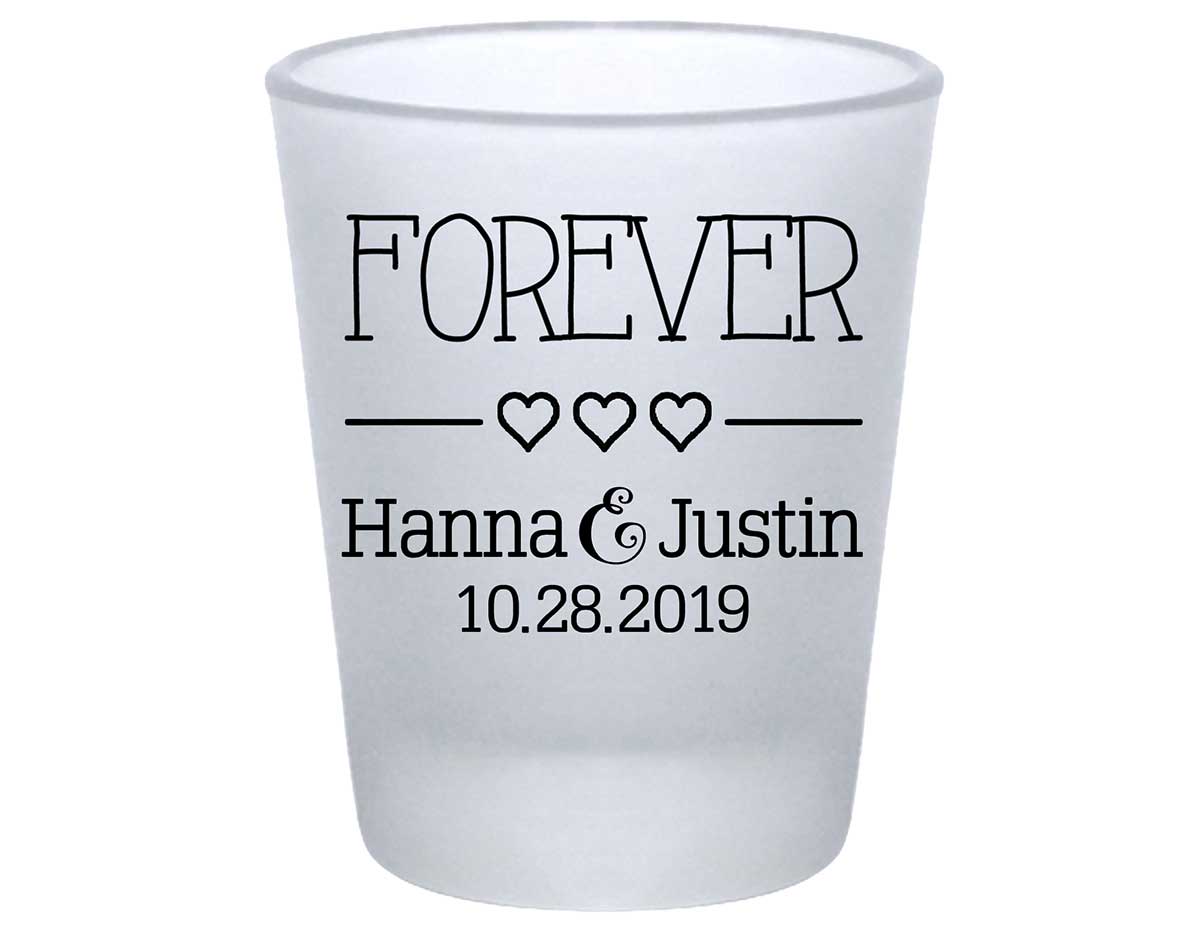 Forever 3A Cute Hearts Standard 1.75oz Frosted Shot Glasses Romantic Wedding Gifts for Guests