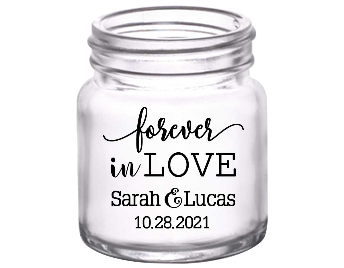Forever In Love 1A 2oz Mini Mason Shot Glasses Romantic Wedding Gifts for Guests