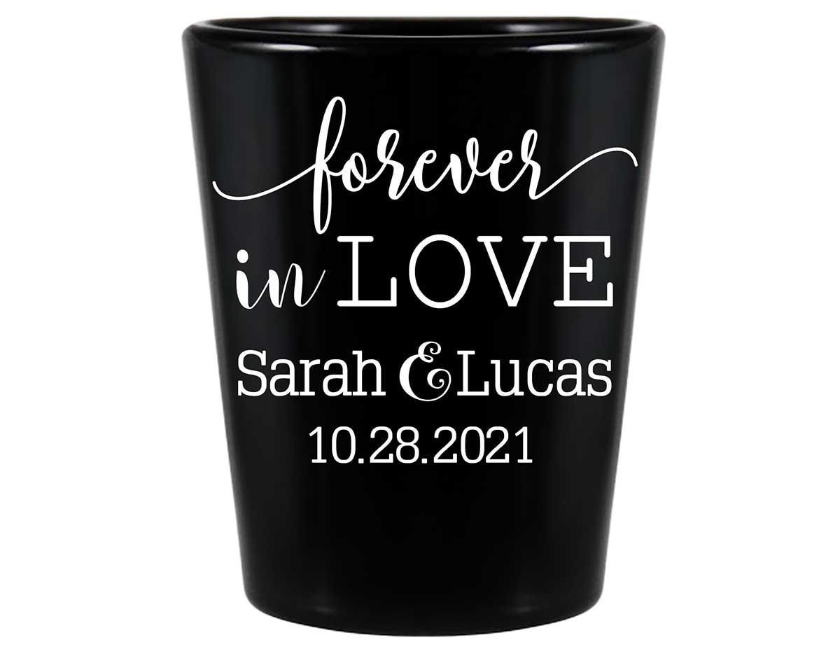 Forever In Love 1A Standard 1.5oz Black Shot Glasses Romantic Wedding Gifts for Guests