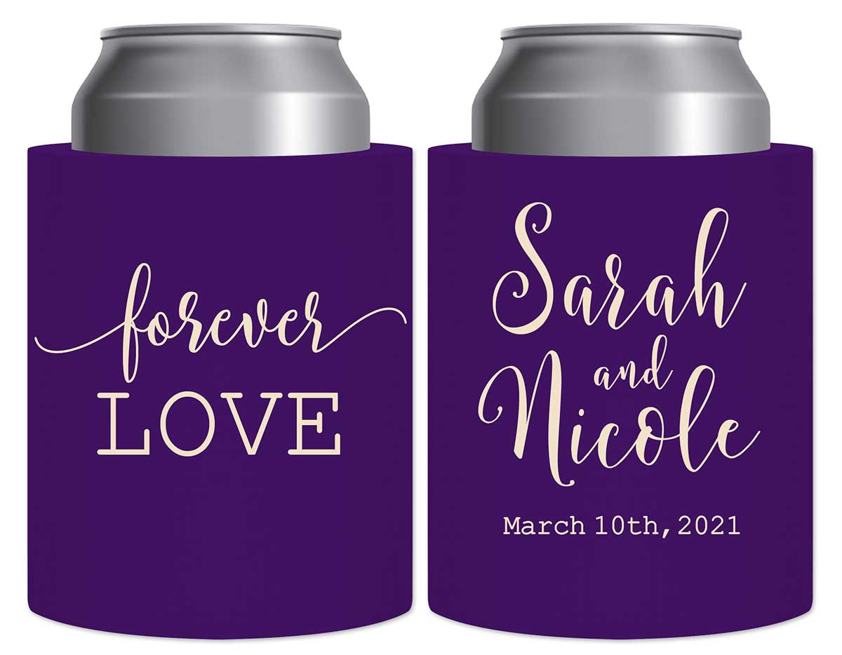 Forever Love 1A Thick Foam Can Koozies Romantic Wedding Gifts for Guests