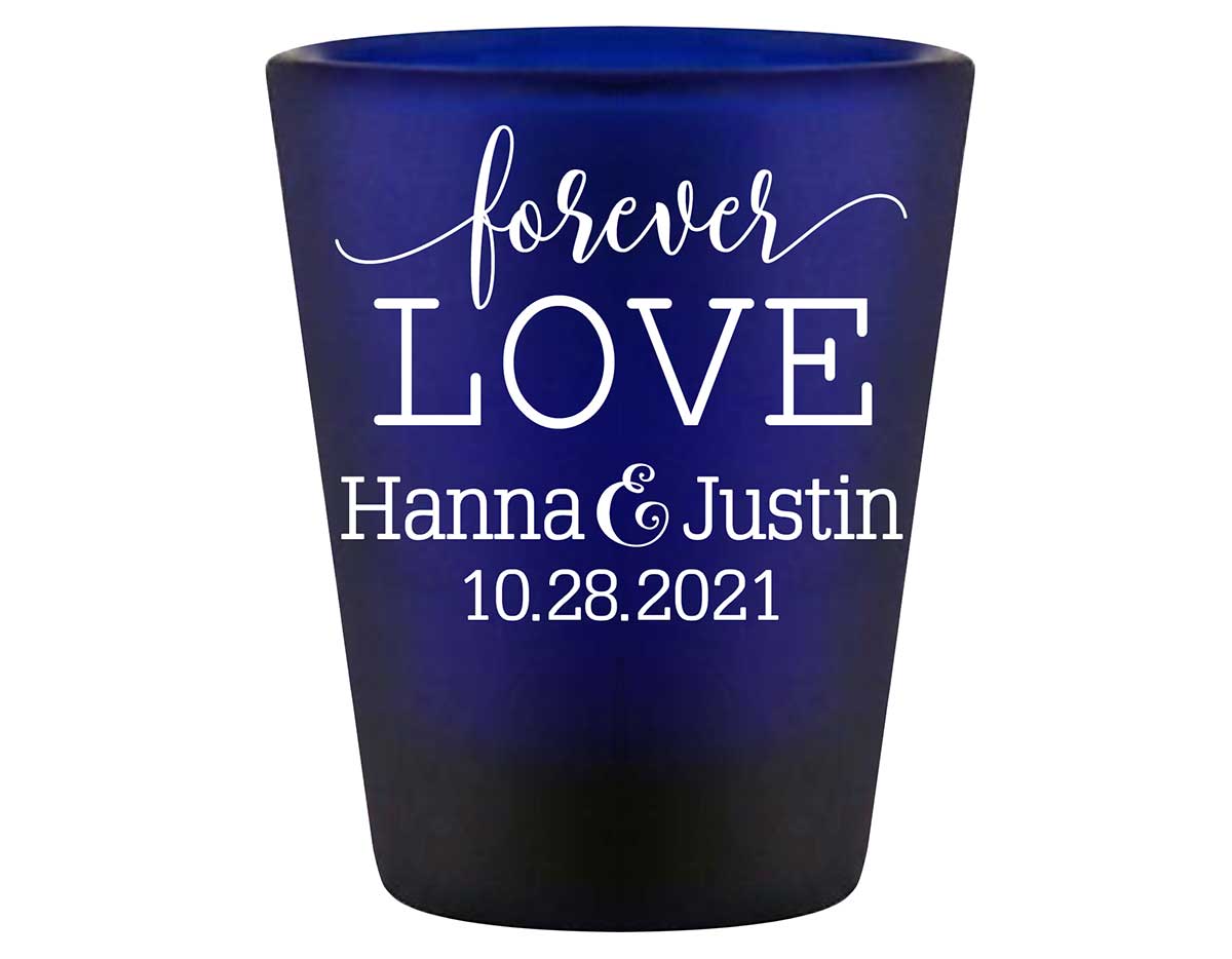 Forever Love 1A Standard 1.5oz Blue Shot Glasses Romantic Wedding Gifts for Guests