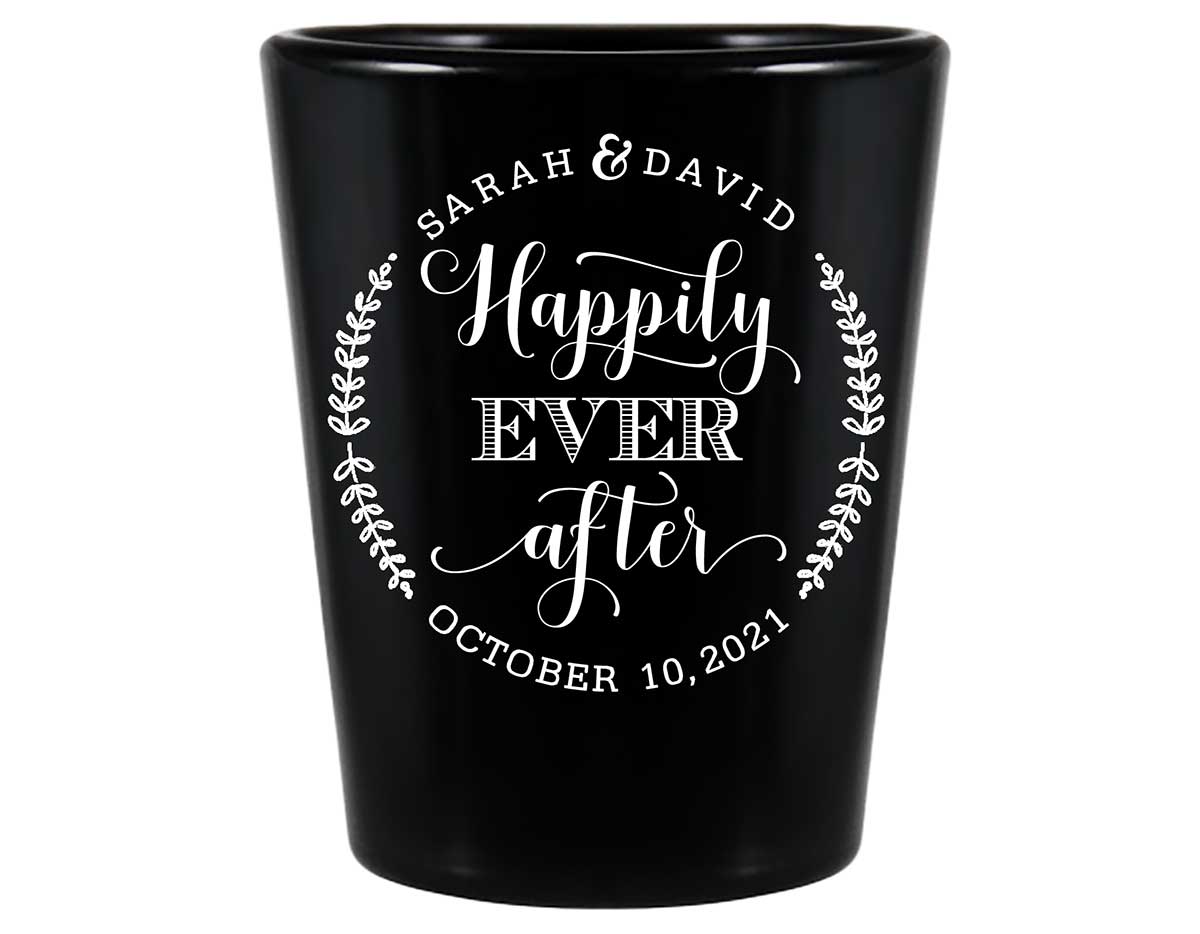 Happily Ever After 1A Standard 1.5oz Black Shot Glasses Fairytale Wedding Gifts for Guests